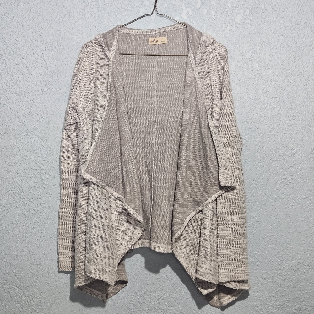 Hollister Light Gray Knit Yarn Cardigan Coverup With Hood Like New Womens Small